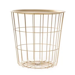 Stolik SCANDI złoty ze złotym blatem 41x41x41 cm HOMLA