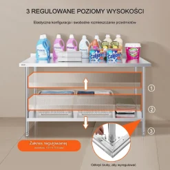 Stół Roboczy Gastronomiczny ze Stali Nierdzewnej – 61x91x152 cm