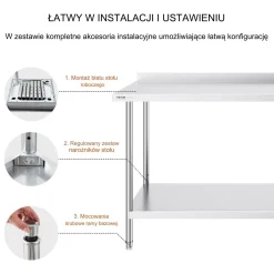 Stół Roboczy Gastronomiczny ze Stali Nierdzewnej – 61x91x152 cm