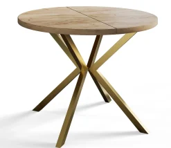 Stół rozkładany okrągły LOFT LITE 90/166 dąb Craft/złoty