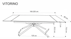 Stół rozkładany VITORINO 160(220)x90 czarny marmur