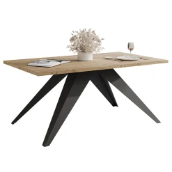 Stół rozkładany XANDRO 140/240 cm - dąb kraft/czarne nogi