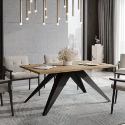 Stół rozkładany XANDRO 140/240 cm - dąb kraft/czarne nogi