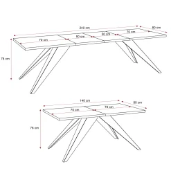 Stół rozkładany XANDRO 140/240 cm - dąb kraft/czarne nogi