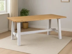 Stół 180x90 z drewna litego SCANDI, kolor dębowy i biały
