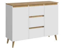 Stylowa komoda Norge 120 Biały-Dąb Craft 3 szuflady