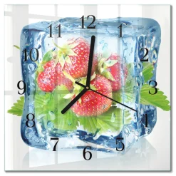 Stylowy zegar 30x30 Lody Truskawkowe cichy mechanizm salon