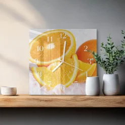 Stylowy zegar 30x30 Pomarańcze dekoracyjny do salonu