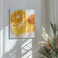 Stylowy zegar 30x30 Pomarańcze dekoracyjny do salonu