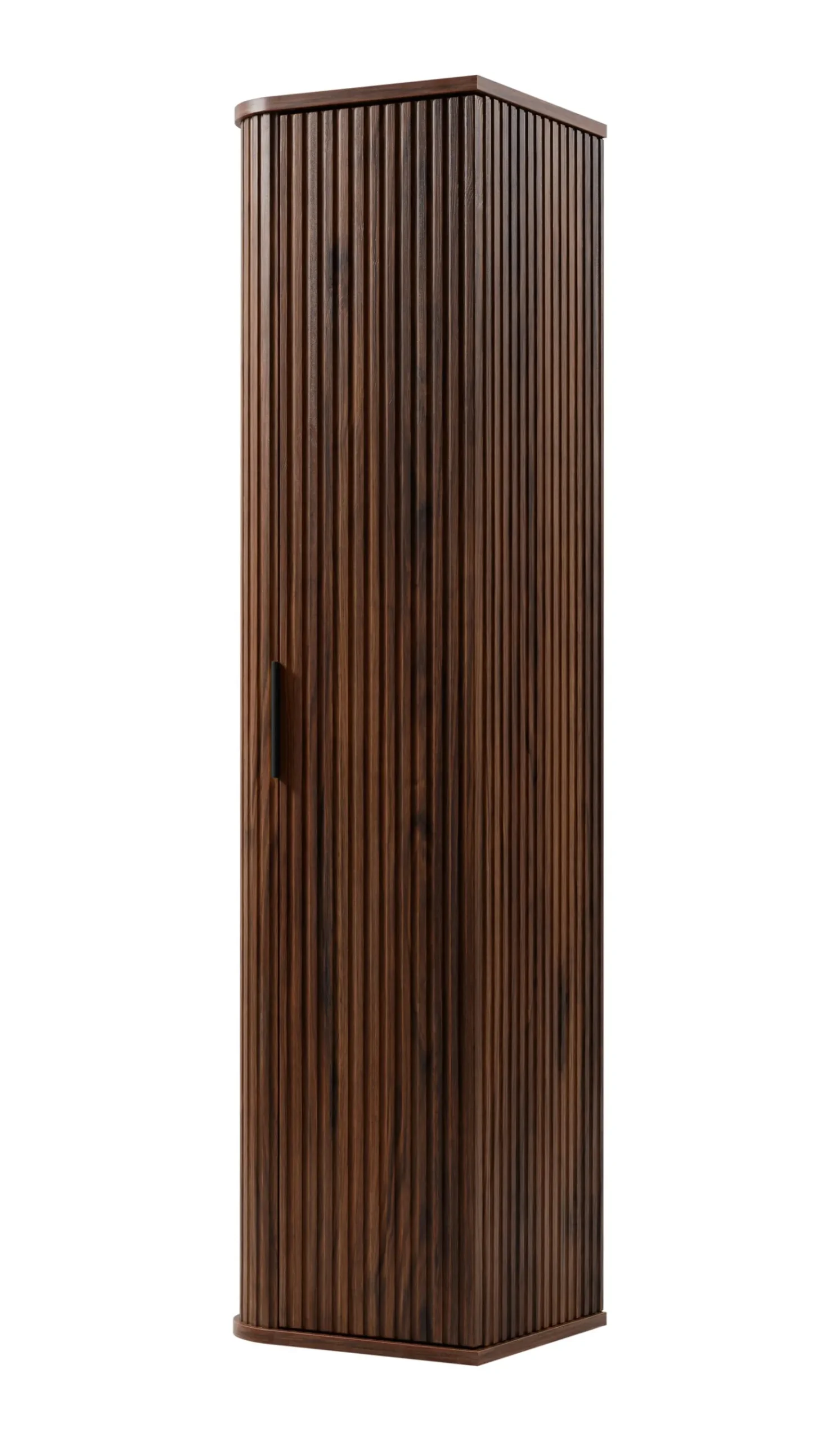 Słupek łazienkowy, dąb orzech, uchwyt czarny, 139 x 35,5 x 31,5 cm