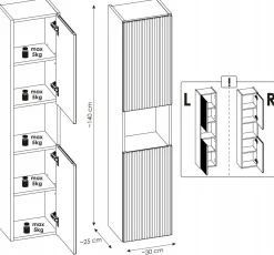 Słupek Łazienkowy 140 cm BIAŁY Ryfle Wiszący NOVA WHITE