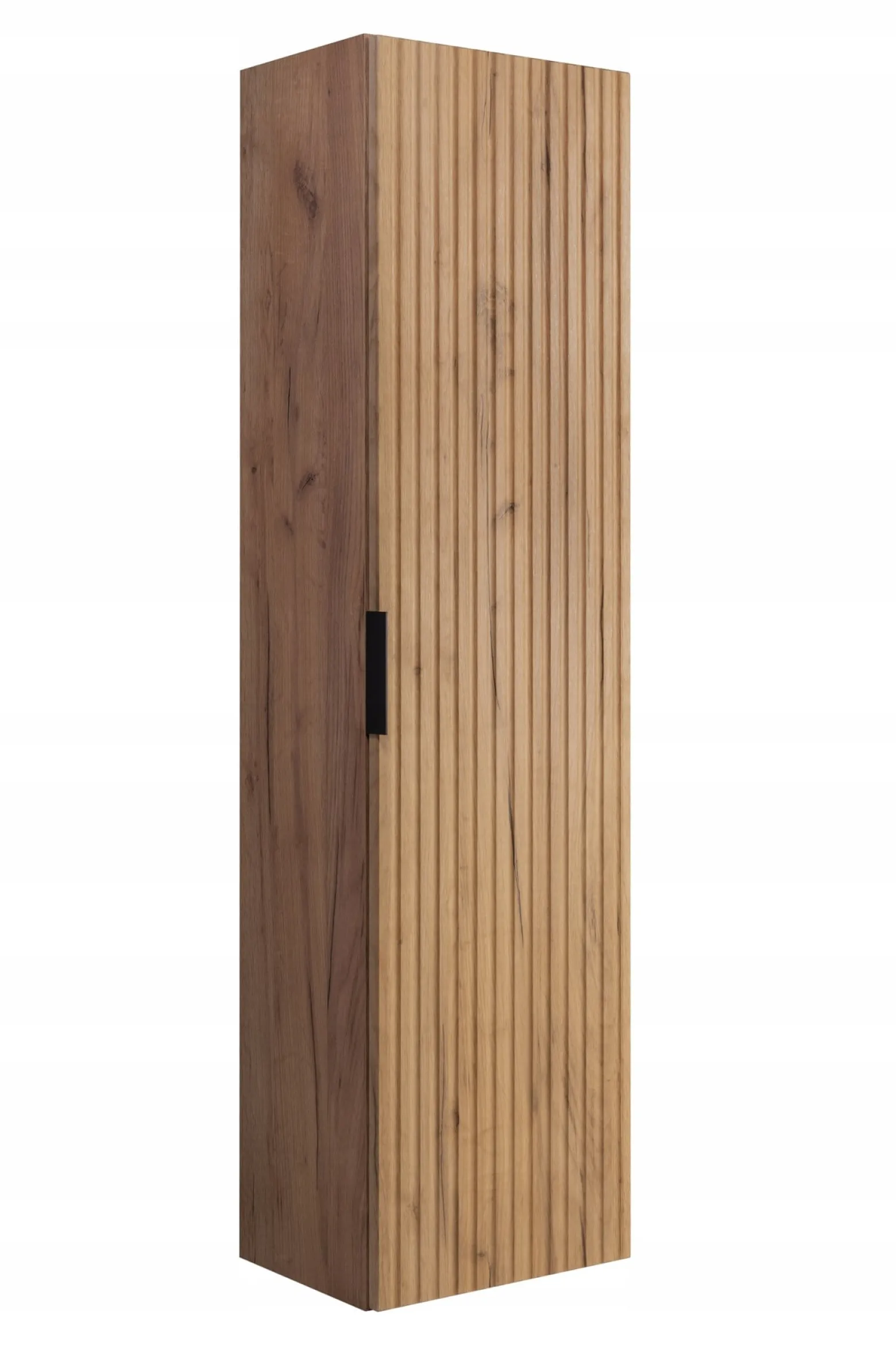 Słupek Łazienkowy 136 cm RYFLE Wiszący FRONT Dąb ZŁOTY Półki