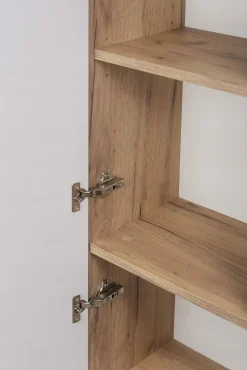 Słupek Łazienkowy 136 cm RYFLE Wiszący FRONT Dąb ZŁOTY Półki