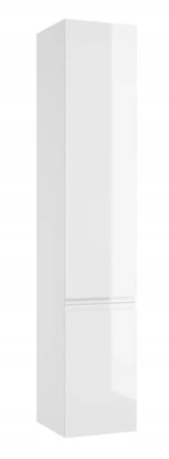 Słupek łazienkowy wiszący biały połysk 157cm, szafka 4 półki bez szuflad