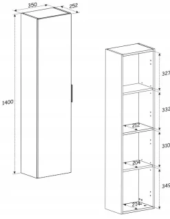 Słupek Łazienkowy Wiszący 140 cm DONNA SAND BEŻOWY