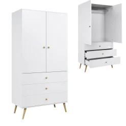 Szafa LEBEL z szufladami 3SZ 100cm biała mat