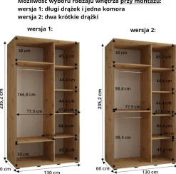 Szafa przesuwna 60 wysoka Davos 7 130 czarny+biały+czarny