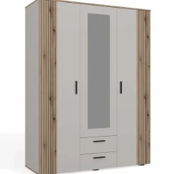 Szafa AVA 150cm z ryflowanym frontem dąb evoke + kaszmir
