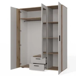 Szafa AVA 150cm z ryflowanym frontem dąb evoke + kaszmir