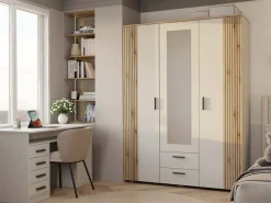 Szafa AVA 150cm z ryflowanym frontem dąb evoke + kaszmir