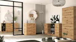 Szafa do salonu 80 cm z półkami i drążkiem ERIS uchylna dąb artisan