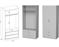 Szafa 100 D, Półki, Szuflady, Drążek Ubraniowy - System Max Szafa 100 D