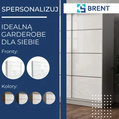 Szafa garderoba przesuwna BRENT 120 cm JULY POŁYSK BIAŁY
