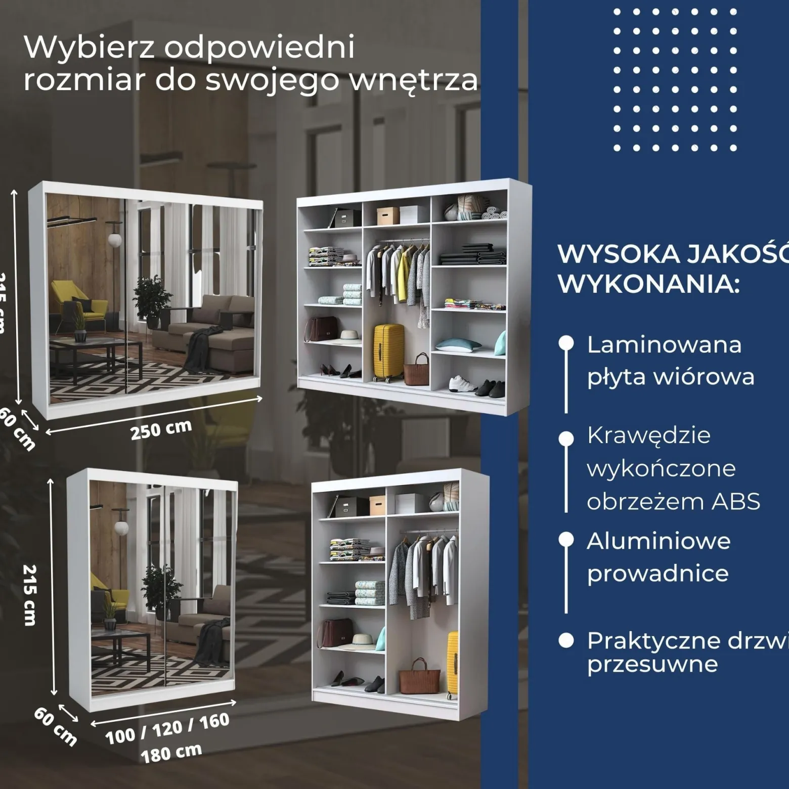 Szafa garderoba przesuwna BRENT 160 DAVE ANTRACYT