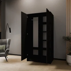 Szafa GAVA 100 cm Czarna - 2 drzwi TIP-ON Bez Uchwytów