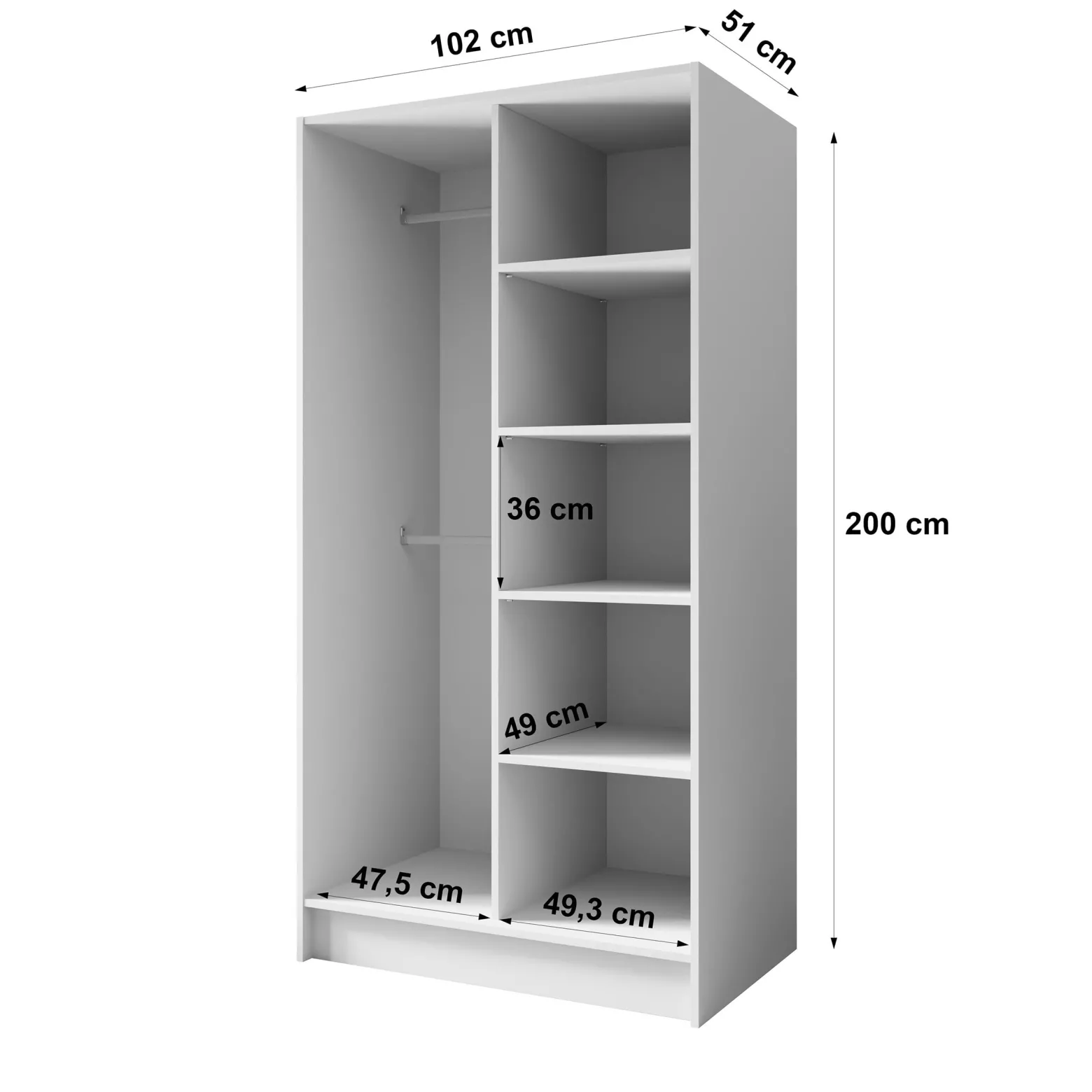Szafa GAVA 100 cm Czarna - 2 drzwi TIP-ON Bez Uchwytów