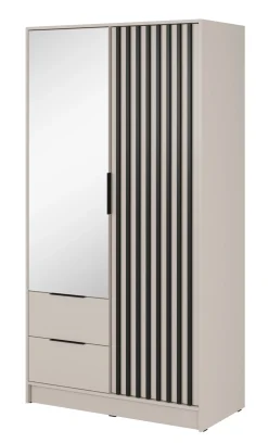 Szafa KELLY z lamelami i lustrem 105 cm - kaszmir