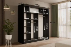 Szafa LED z drzwiami przesuwnymi i lamelami VILANv2 200 x 215 cm