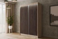 Szafa LED z drzwiami przesuwnymi i lamelami VILANv2 150 x 215 cm