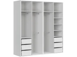 Szafa modułowa Flex 200 cm z drzwiami i lustrem biały połysk