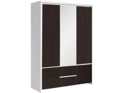 Szafa pięciodrzwiowa Kaspian 153 cm z lustrem i szufladami biały/wenge