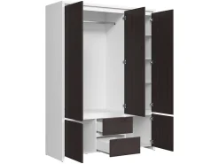 Szafa pięciodrzwiowa Kaspian 153 cm z lustrem i szufladami biały/wenge