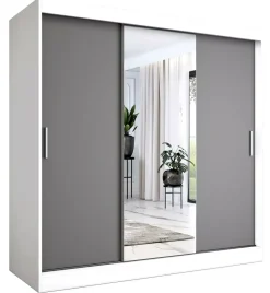 Szafa przesuwna biały + antracyt 200 cm - Maeno