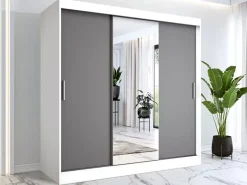Szafa przesuwna biały + antracyt 200 cm - Maeno
