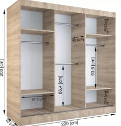 Szafa przesuwna biały + antracyt 200 cm - Maeno