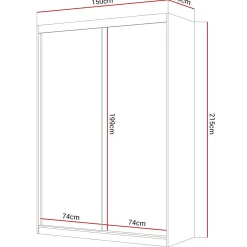 Szafa przesuwna CAMARO II PLUS z lustrem 150 cm biały mat