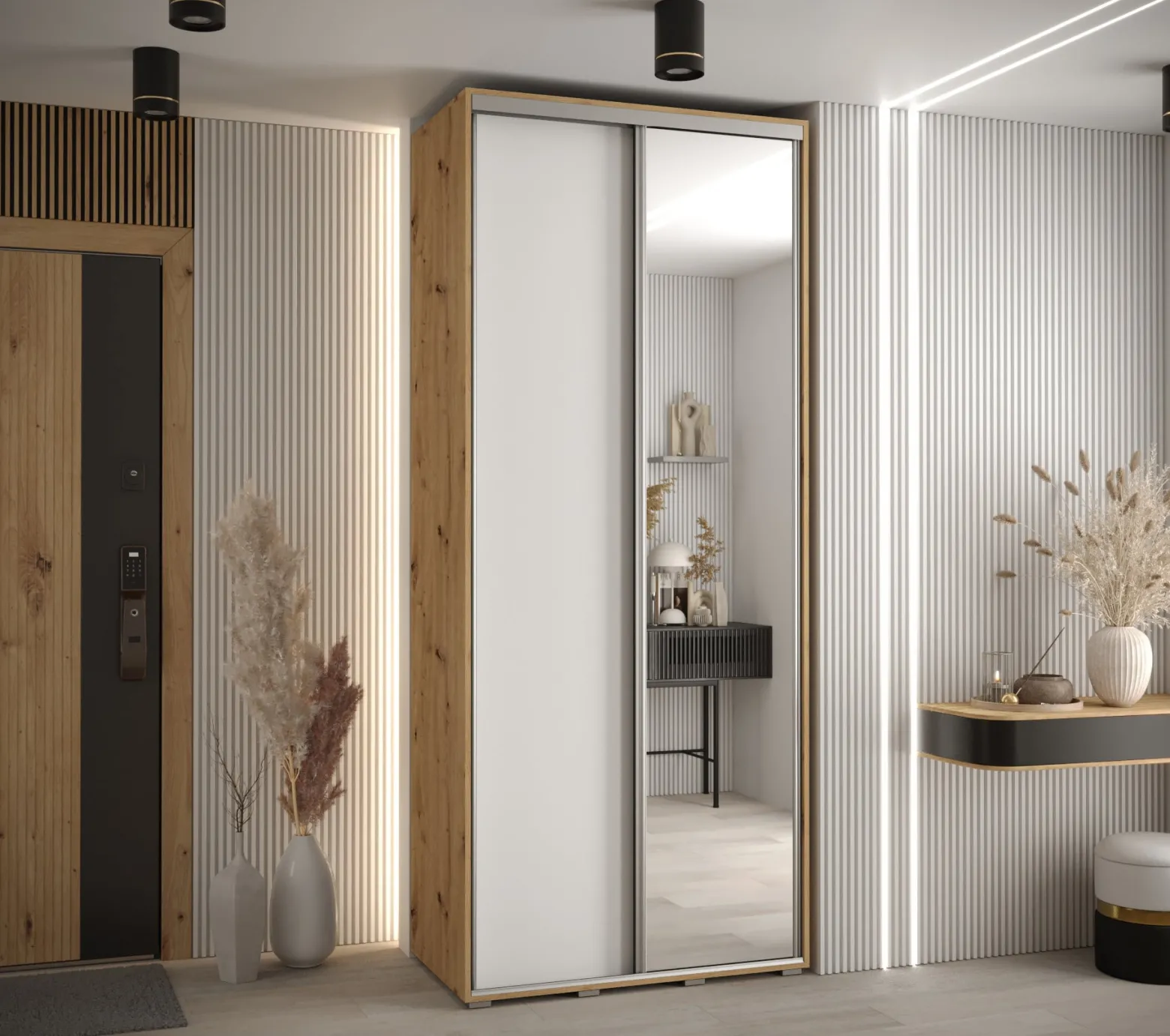 Szafa przesuwna 45 Cannes 3 120 artisan+biały+srebrny