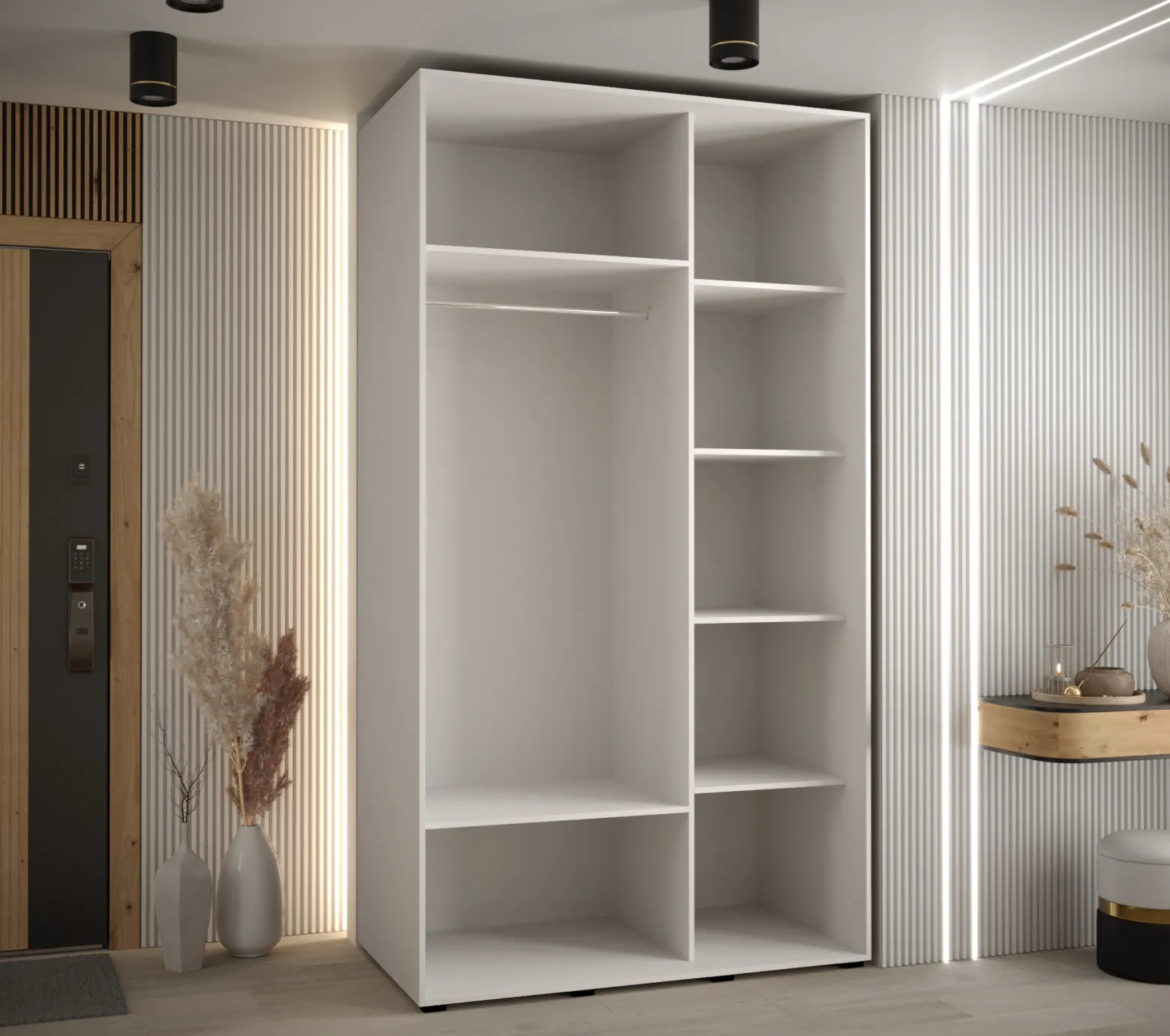 Szafa przesuwna 60 Cannes 3 140 biały+czarny+srebrny