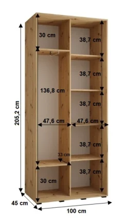 Szafa przesuwna 45 Cannes 4 100 czarny+czarny+czarny