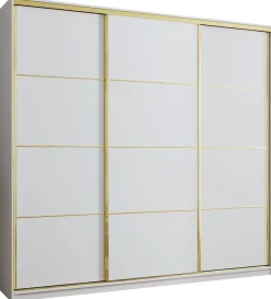 Szafa przesuwna 250 cm GOLD NEW MAX wysoka biała szafa do sypialni