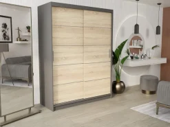 Szafa przesuwna 150 cm szprosy FRAMIRE Rivano IV antracyt sonoma