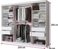 Szafa przesuwna 250 cm VITA