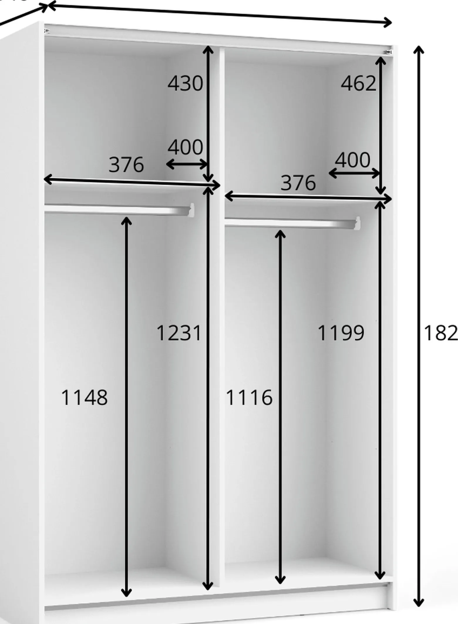 Szafa przesuwna 80 cm z lustrem SOLFY biała