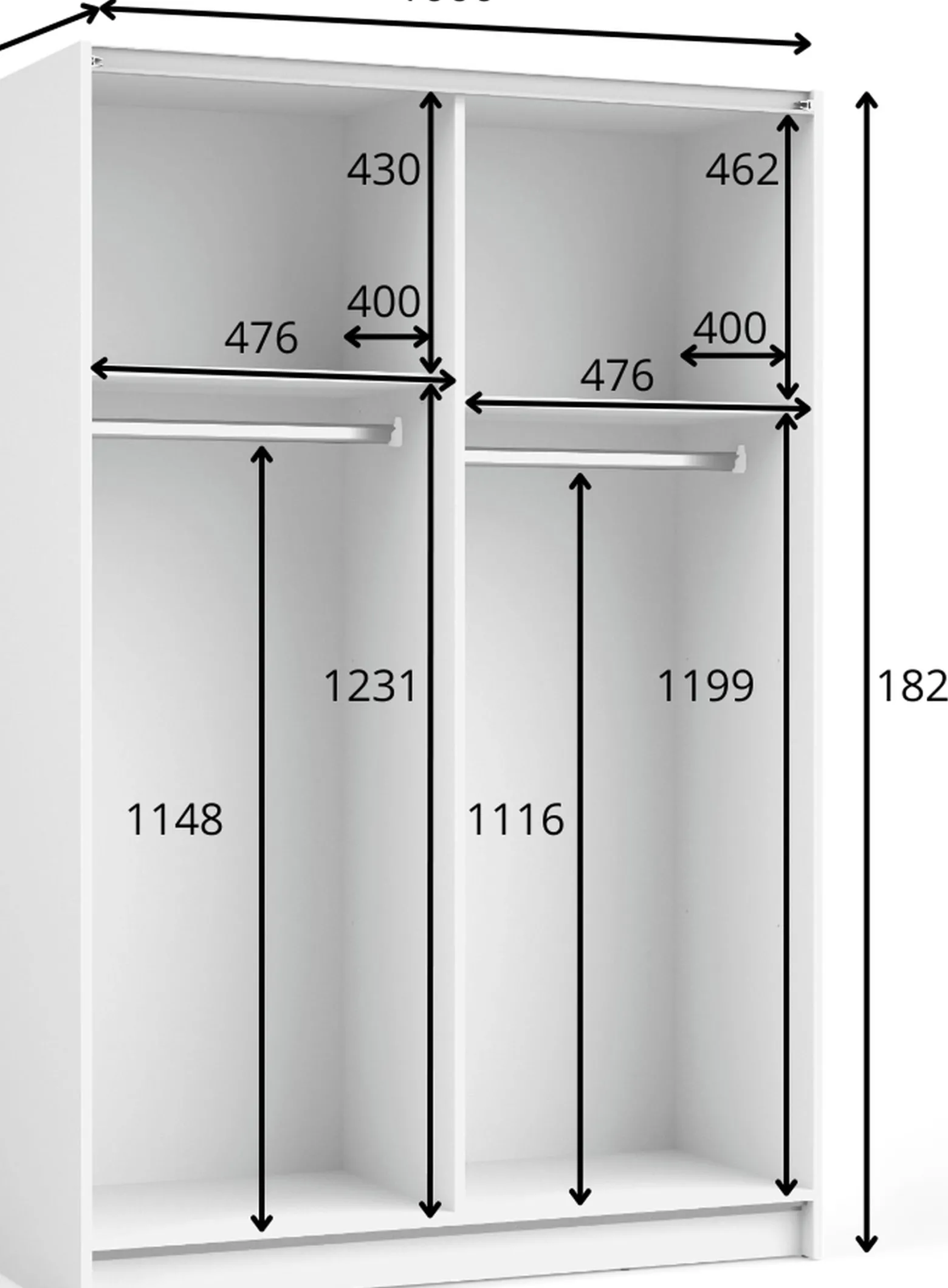 Szafa przesuwna 100 cm z lustrem SOLFY biała