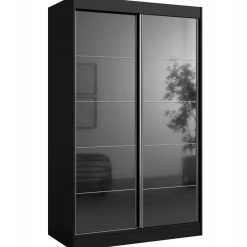 Szafa przesuwna Como 2D 120 Czarna (lacobel)
