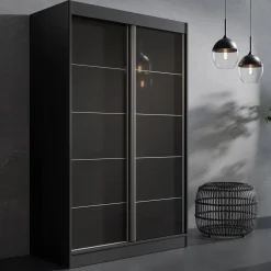 Szafa przesuwna Como 2D 120 Czarna (lacobel)